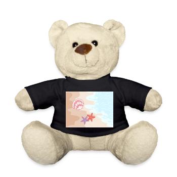 Summer beach starfish and shells - Teddy Bear - black - Front
