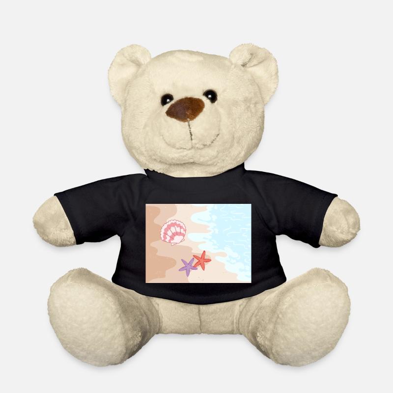 Summer beach starfish and shells - Teddy Bear - black