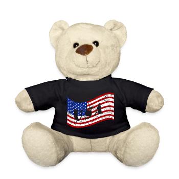 USA Fahne - Teddy - Schwarz - Vorne