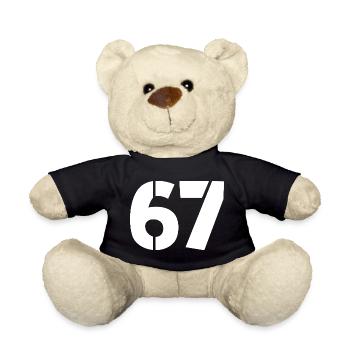 Fun 67 Zahl 6-7 6 7 Sechs Sieben - Teddy - Schwarz - Vorne