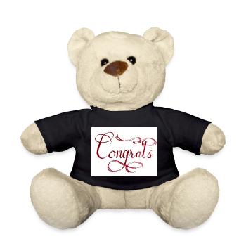 "Congrats" Roter Glückwunsch-Schriftzug Elegant - Teddy - Schwarz - Vorne