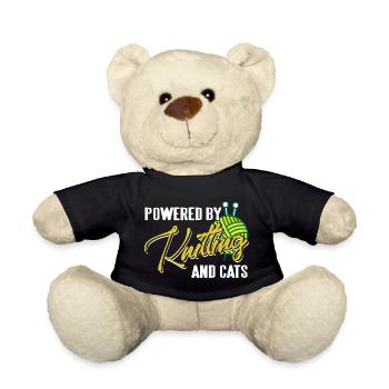 Powered by Knitting and Cats Humor Life - Teddy - Schwarz - Vorne