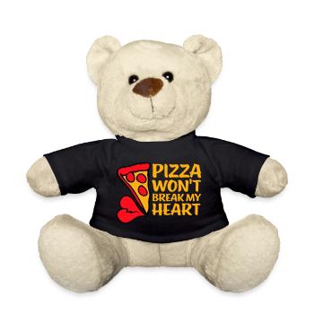 Pizza Won't Break My Heart Food Love Humor - Teddy Bear - black - Front