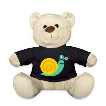 Cheerful Snail – Colorful Animal Motif for Kids - Teddy Bear - black - Front