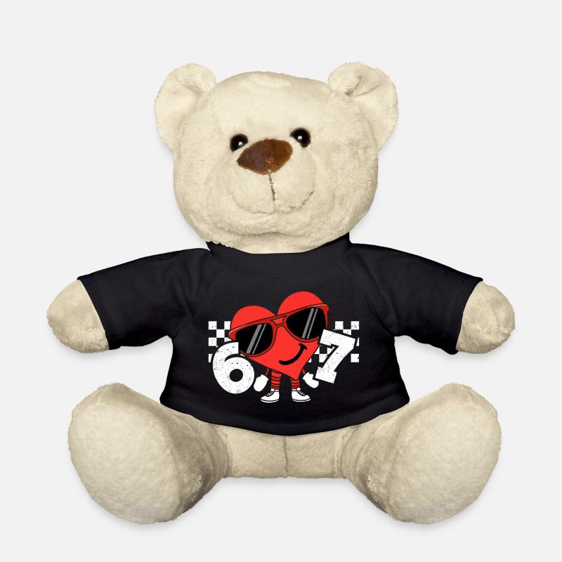Funny Valentines Heart 67 Six Seven - Teddy - Schwarz