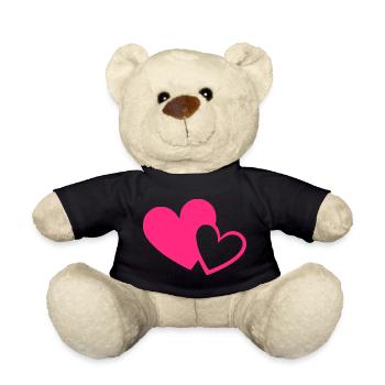 Valentinstag Herz pink rosa Geschenk Valentinstag - Teddy - Schwarz - Vorne