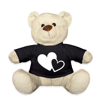 white heart white gift valentine's day - Teddy Bear - black - Front
