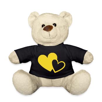 yellow heart yellow kbe hearts heart pattern - Teddy Bear - black - Front