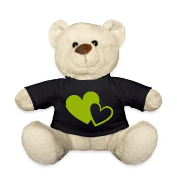 Cœur vert motif de cœurs verts - Nounours - noir - Devant