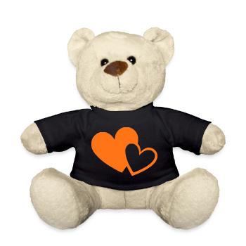 orangenes Herz orangen  Herzen Herzmuster - Teddy - Schwarz - Vorne