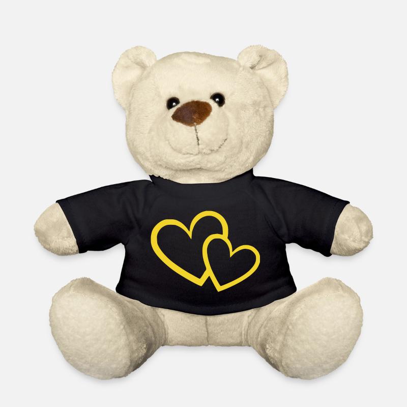yellow heart yellow heart pattern gift valentine's day - Teddy Bear - black