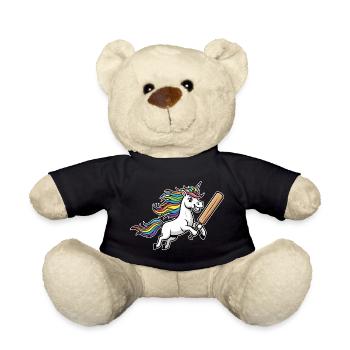 Unicorn cricket with colorful rainbow mane - Teddy Bear - black - Front