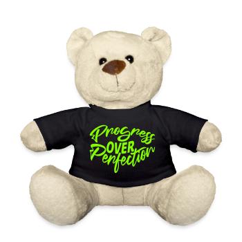 Progress Over Perfection Spruch Motivation Mindset - Teddy - Schwarz - Vorne