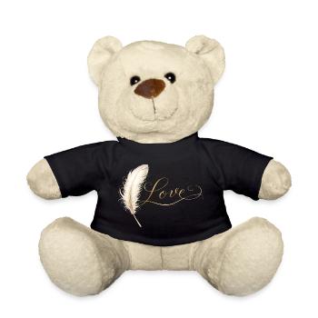 Love Schriftzug mit Feder Elegant Design  - Teddy - Schwarz - Vorne