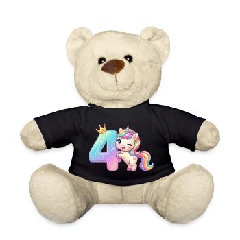 J’ai 4 ans d’anniversaire de fille licorne de Kawaii - Nounours - noir - Devant