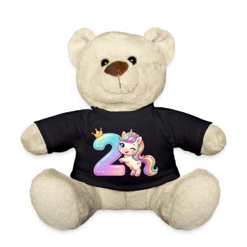 Ich bin 2 Kawaii Einhorn Mädchen Geburtstag - Teddy - Schwarz - Vorne