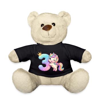 J’ai 3 ans de fille licorne Kawaii - Nounours - noir - Devant