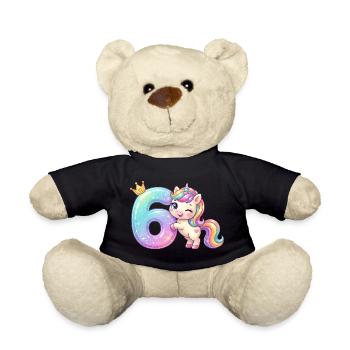 J’ai 6 ans d’anniversaire de la fille licorne de Kawaii - Nounours - noir - Devant