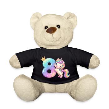 J’ai 8 ans d’anniversaire de la Fille Licorne Kawaii - Nounours - noir - Devant