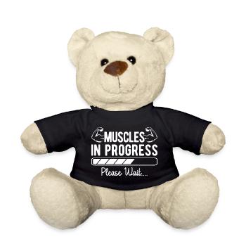 Powerlifting Bodybuilder Muscles In Progress Gym - Teddy Bear - black - Front
