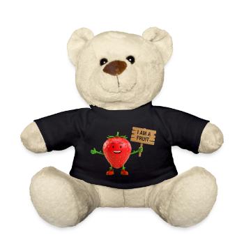 Strawberry with a sign - Teddy Bear - black - Front