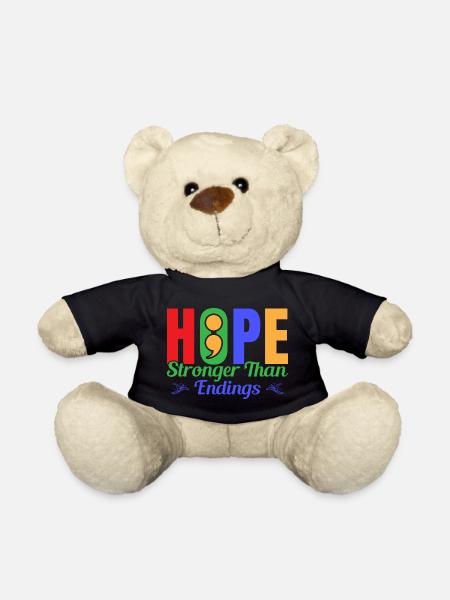 Semicolon Suicide Prevention Hope Stronger Semi - Teddy Bear - black
