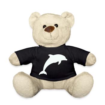 Glowing Dolphin Silhouette - Teddy Bear - black - Front