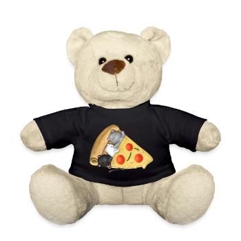 Des chats qui dorment à l’intérieur de la pizza cadeau mignon Kawaii pour la nourriture - Nounours - noir - Devant