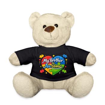 My Brother Is Au-Some Autism Heart Saying - Teddy Bear - black - Front