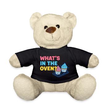 Gender Reveal Whats In The Oven Baby Shower - Teddy Bear - black - Front