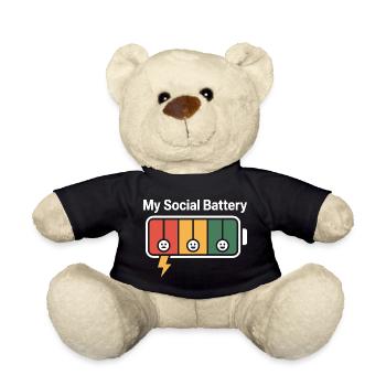 Social Battery Introvert Dead Battery Battery - Teddy Bear - black - Front