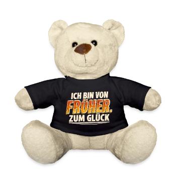 Ich bin von früher Retro Shirt | Stolzer Rentner - Teddy - Schwarz - Vorne