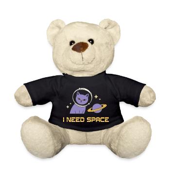 Space Cat – I Need Space - Teddy Bear - black - Front