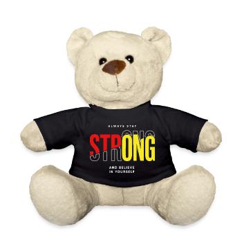 Always Strong: Vibrant Red Yellow Typo - Teddy Bear - black - Front