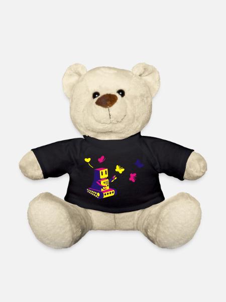 robot loves butterflies - Teddy - Schwarz
