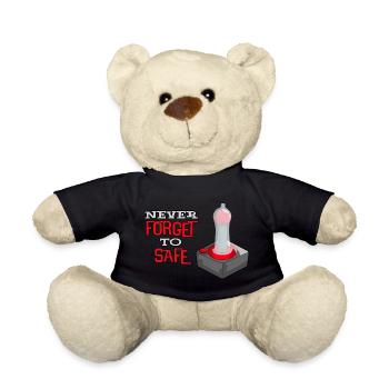 NEVER FORGET TO SAFE - GO SAFE - PLAY SAFE GAMER - Teddy - Schwarz - Vorne