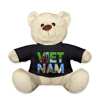 Vietnam Geschichte Brücke Berg Hochhaus I Geschenk - Teddy - Schwarz - Vorne