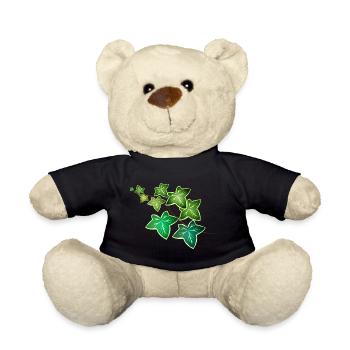 Ivy tendril with white border - White green ivy - Teddy Bear - black - Front