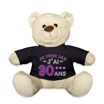 je peux pas j'ai 30 ans cadeau anniversaire humour - Nounours - noir - Devant