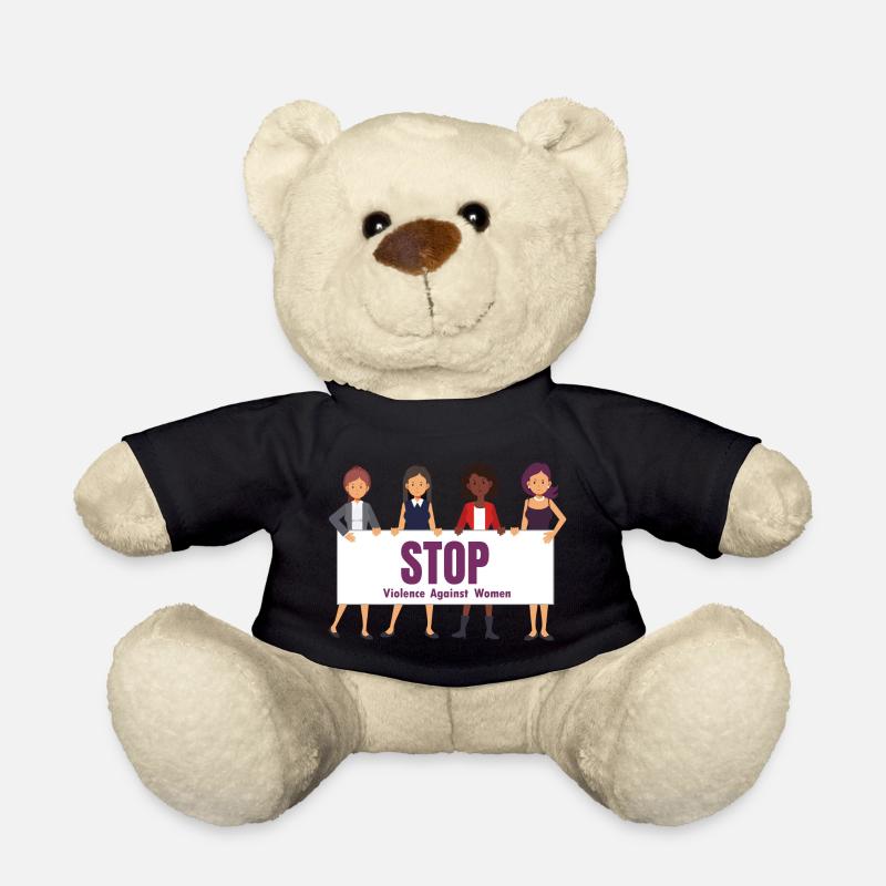 Tshirt Stoppt häusliche Gewalt gegen Frauen - Teddy - Schwarz