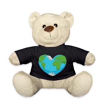 Earth Heart Nature Environment Planet Design - Teddy Bear - black - Front