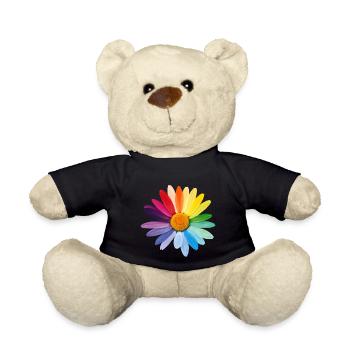Marguerite Daisies Rainbow Colors Pride Gay - Teddy Bear - black - Front
