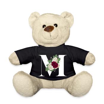 letter M flowered - Teddy Bear - black - Front