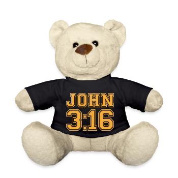 John 3:16 - Christian Clothing - Teddy Bear - black - Front