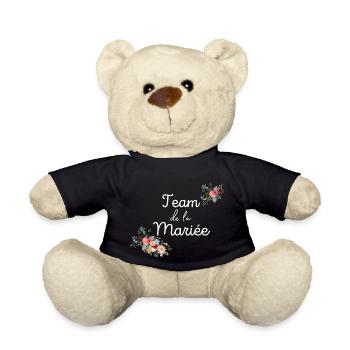 team de la Mariée evjf t-shirt assorti floral - Nounours - noir - Devant