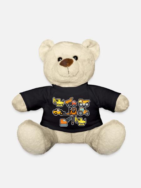 Excavatrice Chantier de construction Ouvrier de construction Camion de construction I Cadeau - Nounours - noir