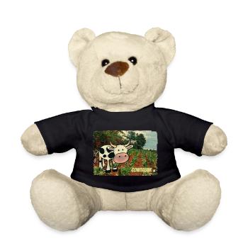 Cowtabak vs Kautabak - kauende Kuh auf einem Feld. - Teddy - Schwarz - Vorne