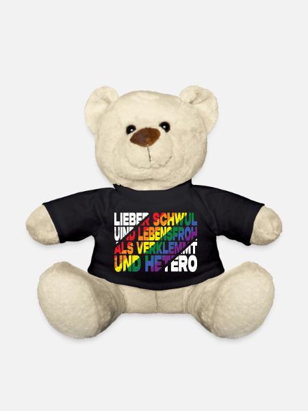 Lieber Schwul Und Lebensfroh - Lustiger Gay Spruch - Teddy - Schwarz