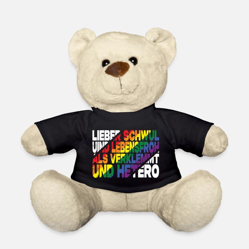 Lieber Schwul Und Lebensfroh - Lustiger Gay Spruch - Teddy - Schwarz