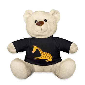 Sleeping Giraffe Illustration Funny Gift - Teddy Bear - black - Front